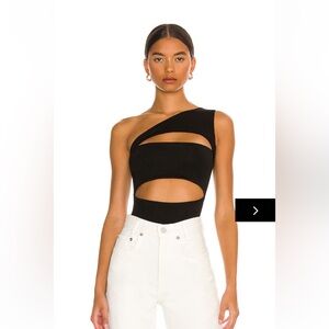 Superdown tori cut out bodysuit Black One-Shoulder Cutout Top NWT